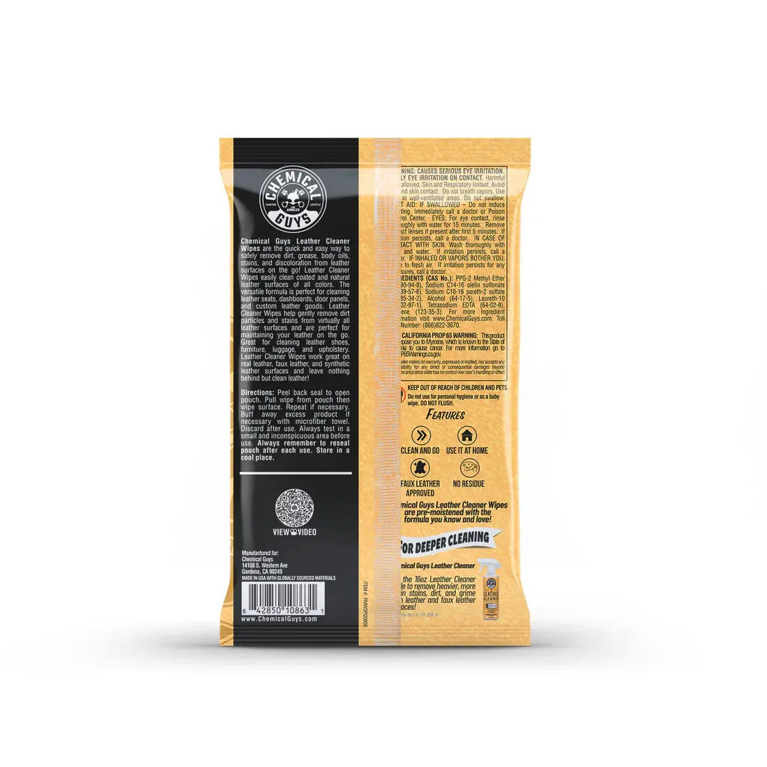 Leather Cleaner Wipes Chemical Guys