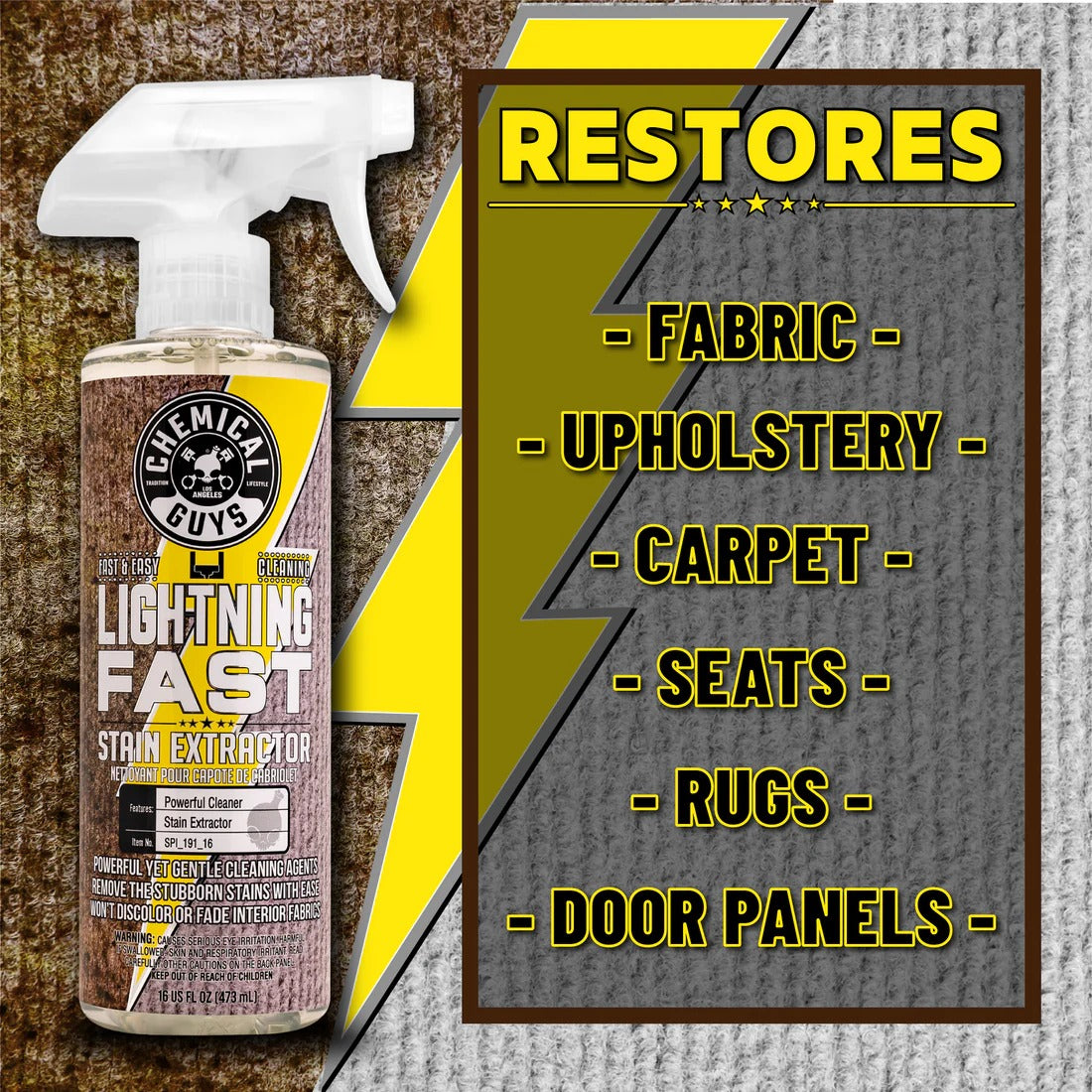 Lightning Fast Carpet & Upholstery Stain Extractor (16oz) Chemical Guys