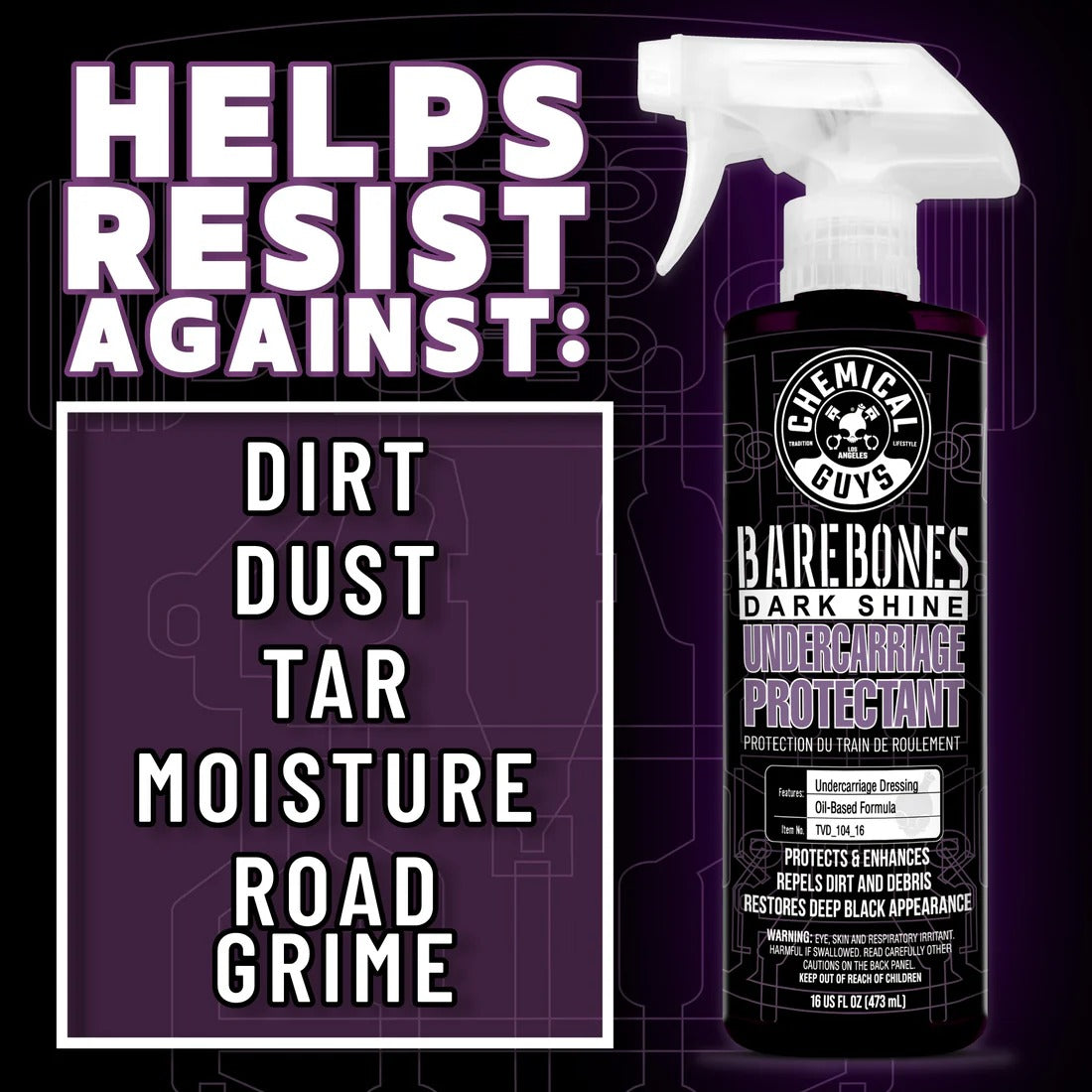 Bare Bones Undercarriage Spray-Dark Shine (16oz) Chemical Guys