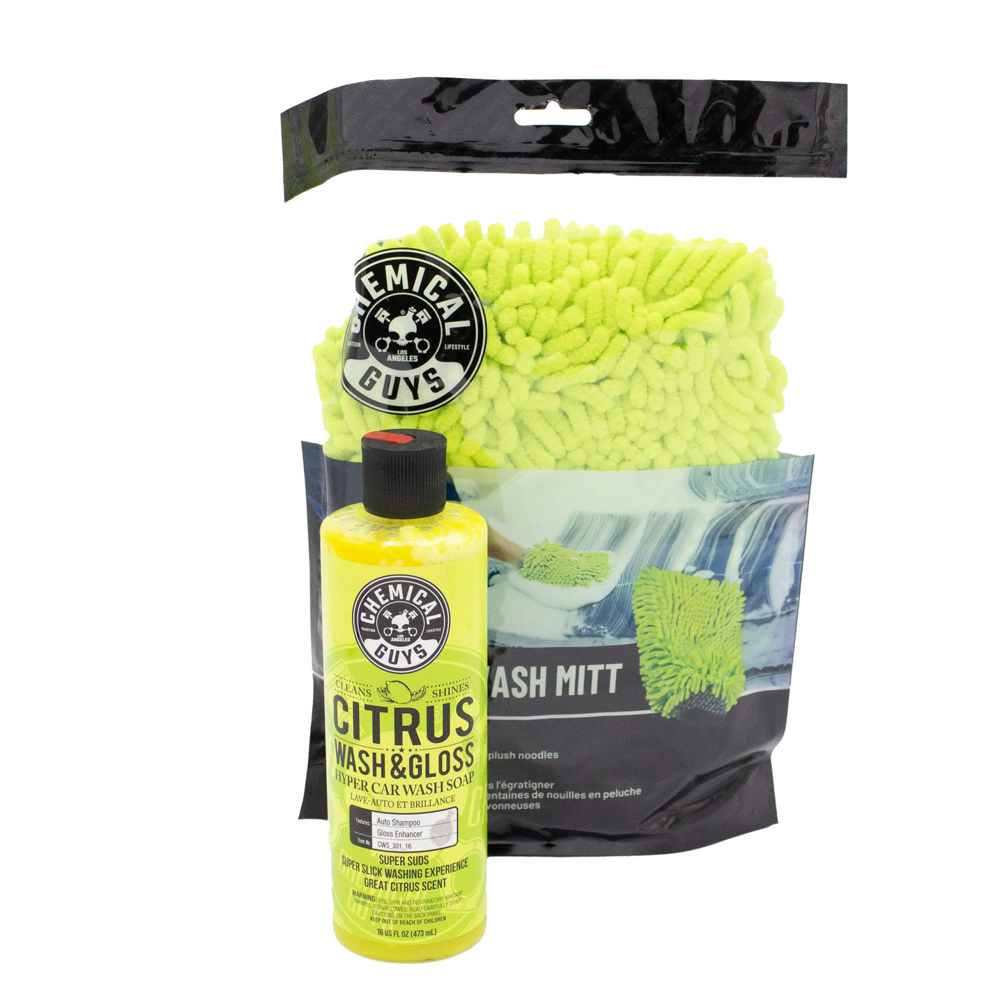 Citrus Wash & Gloss Shampoo with Chenille Wash Mitt Bundle / Kit - Chemical Guys