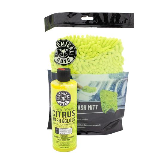 Citrus Wash & Gloss Shampoo with Chenille Wash Mitt Bundle / Kit - Chemical Guys