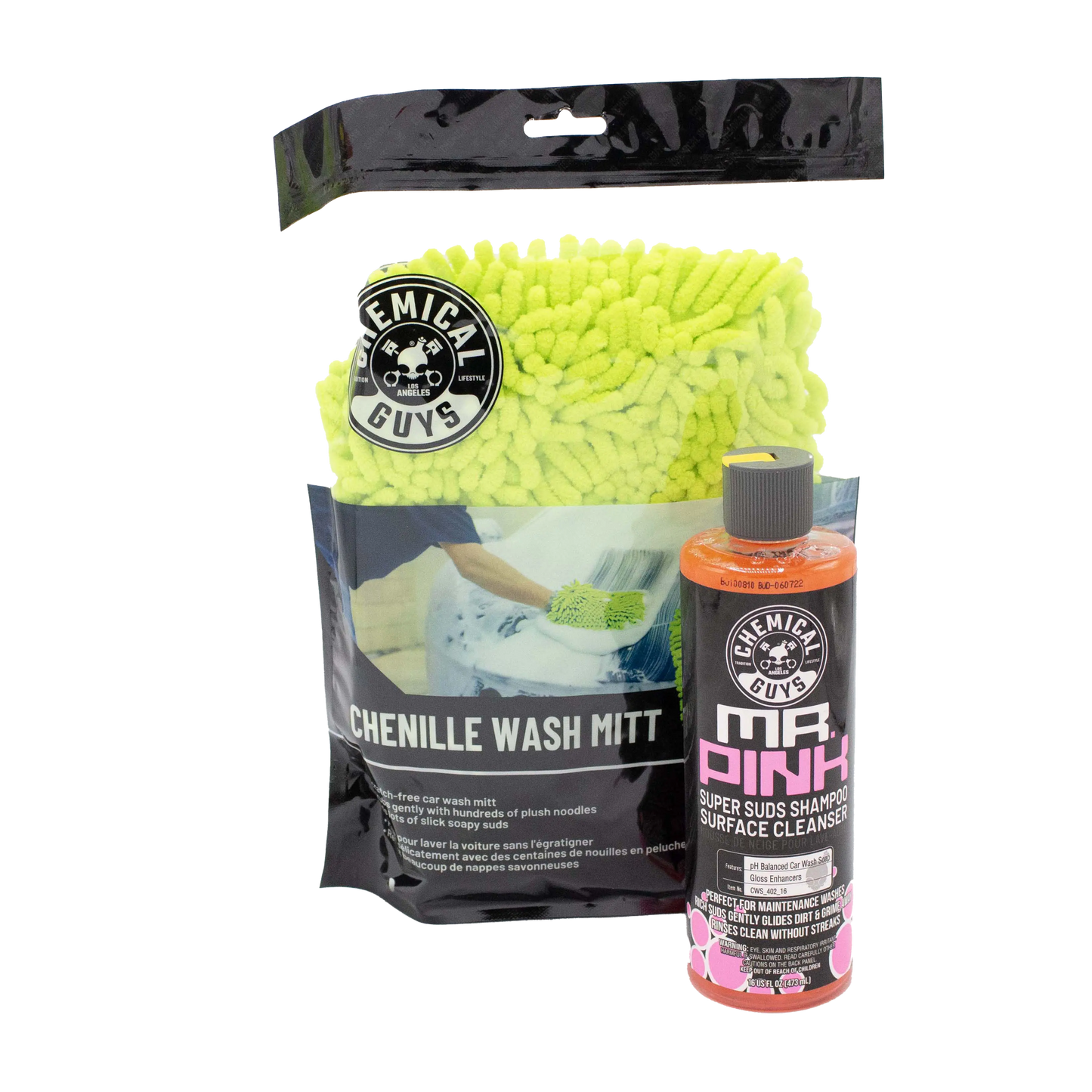 Mr Pink Shampoo Car Wash & Chenille Wash Mitt Bundle / Kit - Chemical Guys