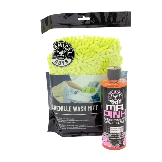 Mr Pink Shampoo Car Wash & Chenille Wash Mitt Bundle / Kit - Chemical Guys