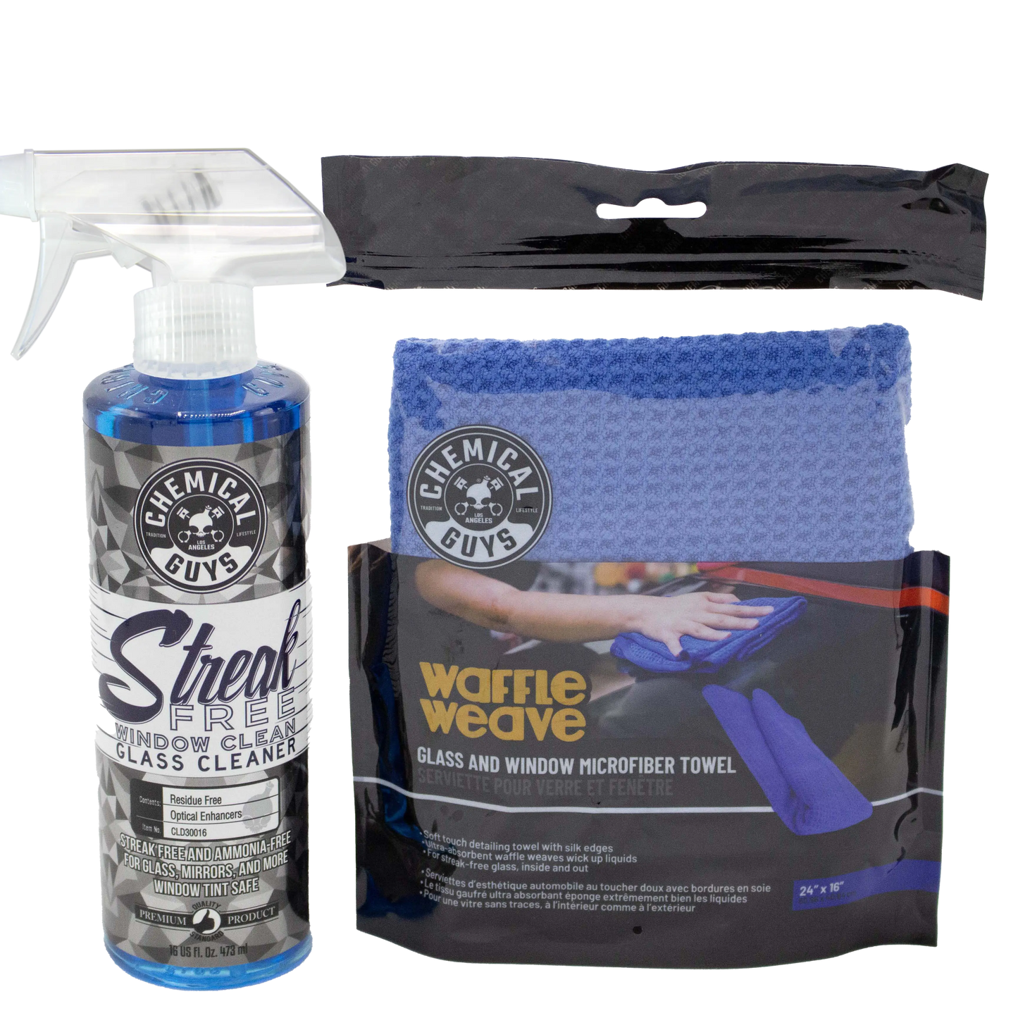 Streak Free Glass Cleaner & Waffle Weave Towel Bundle / Kit - Chemical Guys