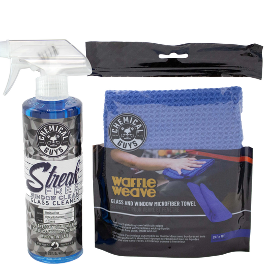 Streak Free Glass Cleaner & Waffle Weave Towel Bundle / Kit - Chemical Guys