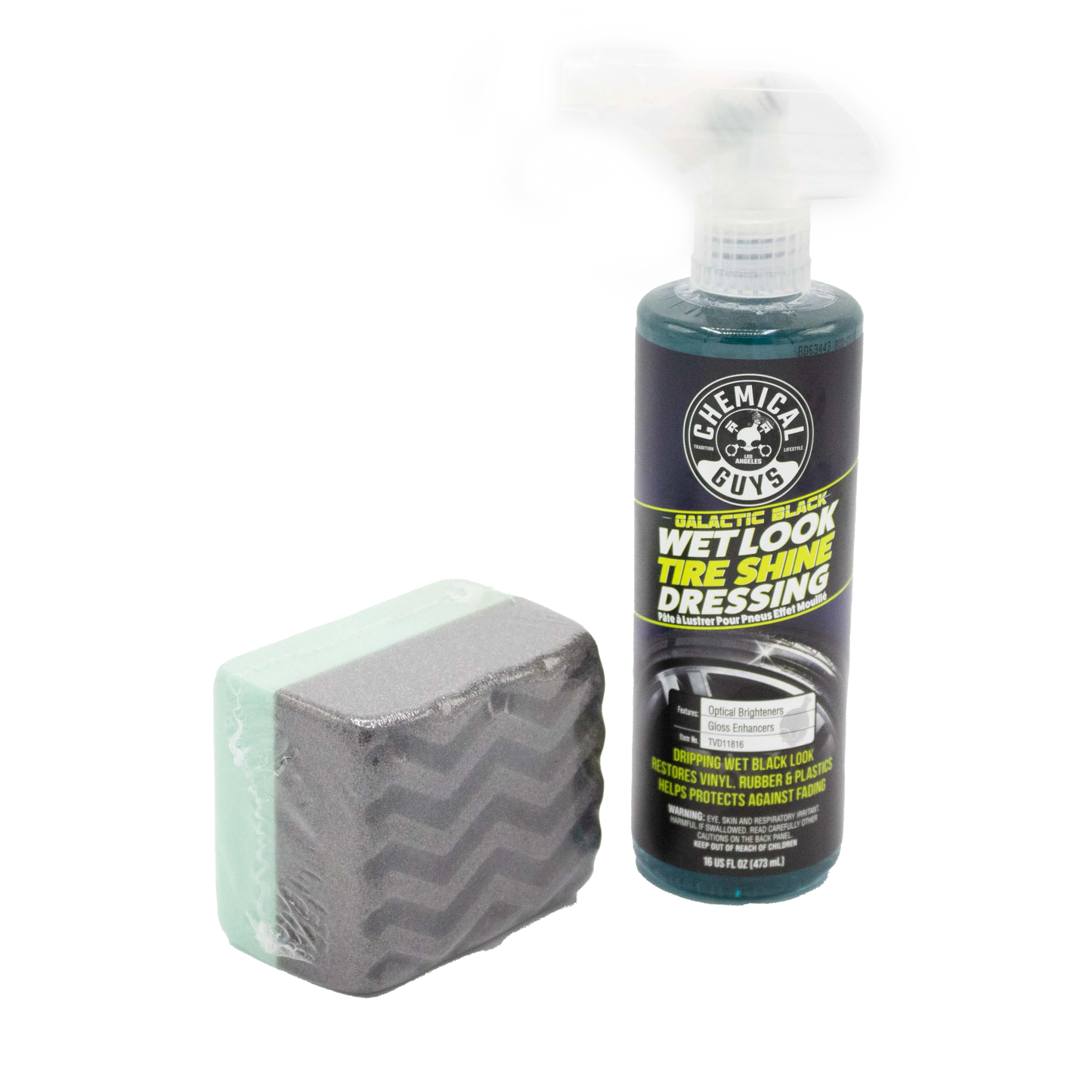 Galactic Black Wet Look Tire Shine & Applicator Pad Bundle / Kit - Chemical Guys