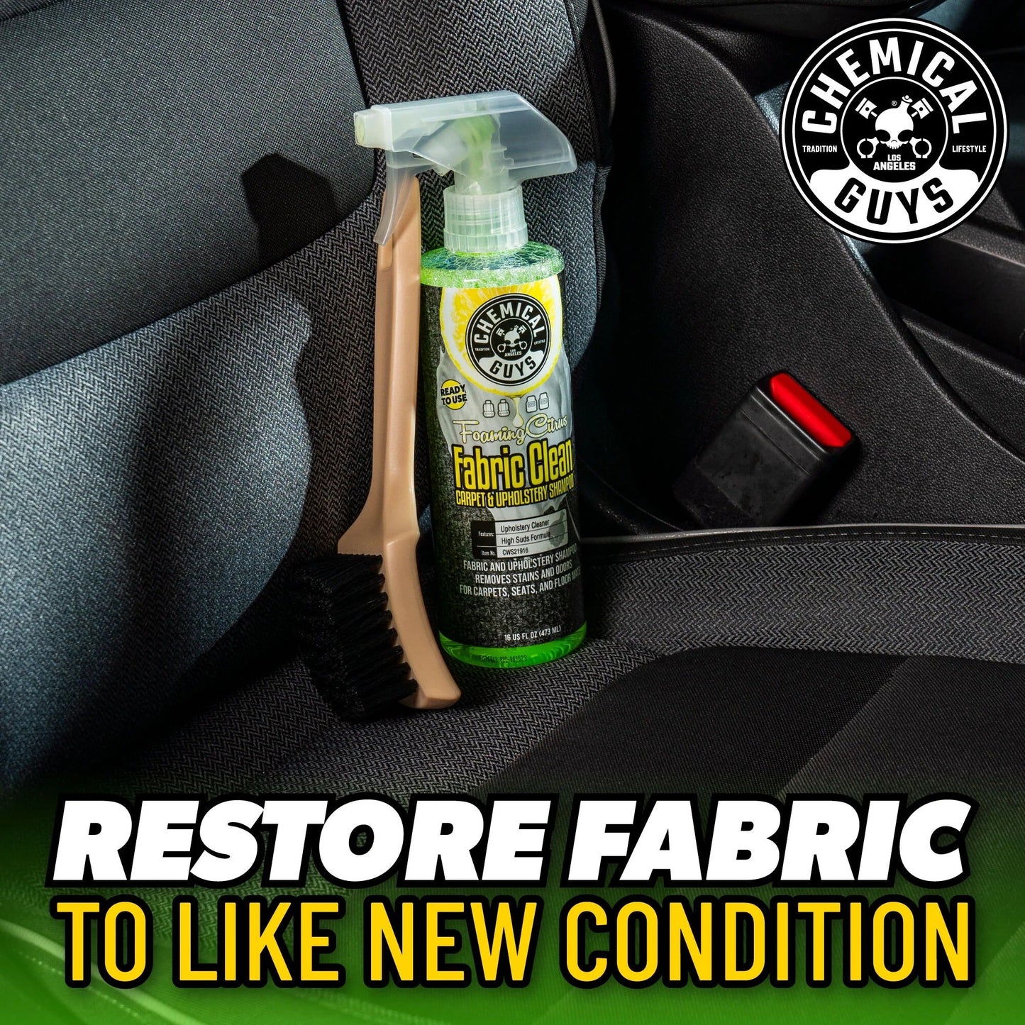 Foaming Citrus Fabric Clean Carpet & Upholstery Shampoo (16oz) - Chemical Guys