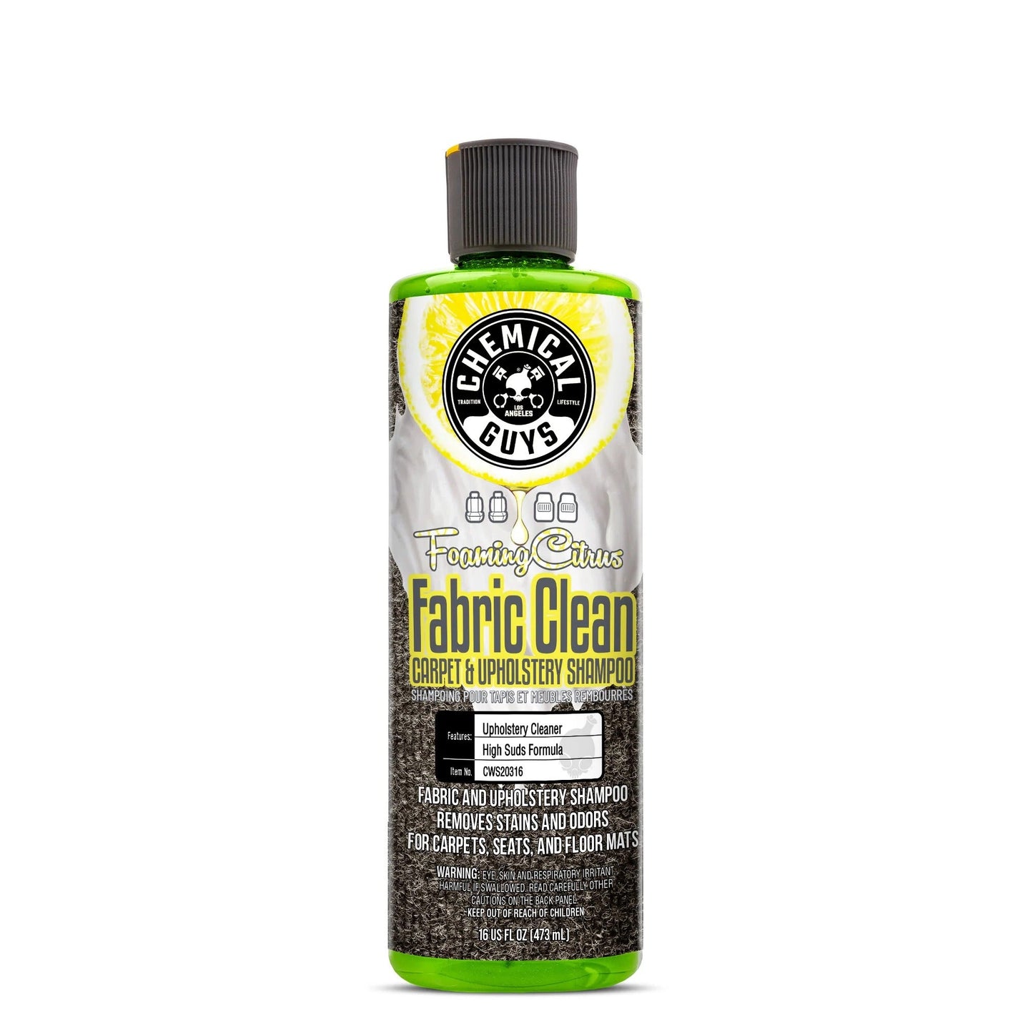 Foaming Citrus Fabric Clean Carpet & Upholstery Shampoo (16oz) - Chemical Guys