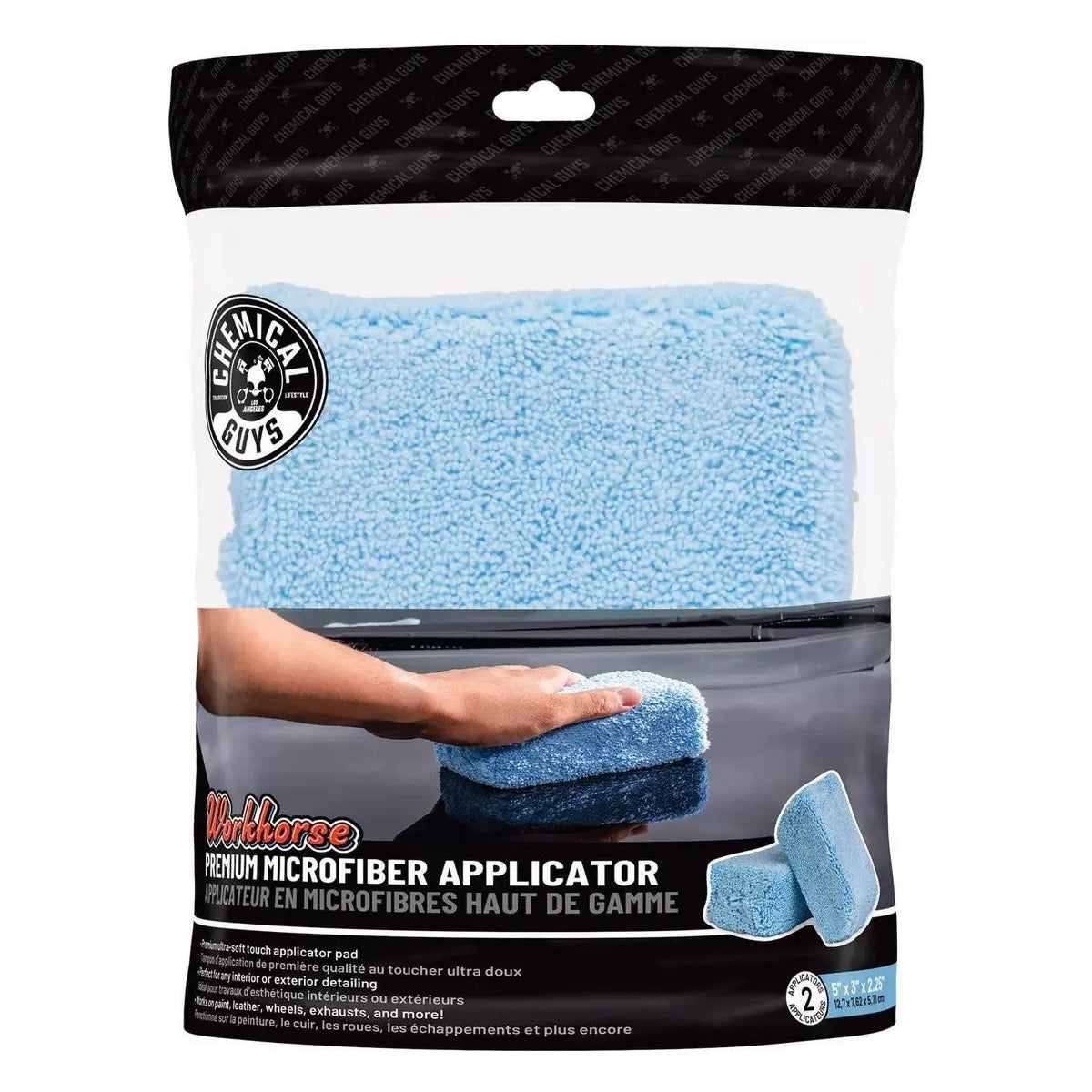 Premium Grade Microfiber Applicators, Blue 2" X 4" X 6" 2 Pk Chemical Guys