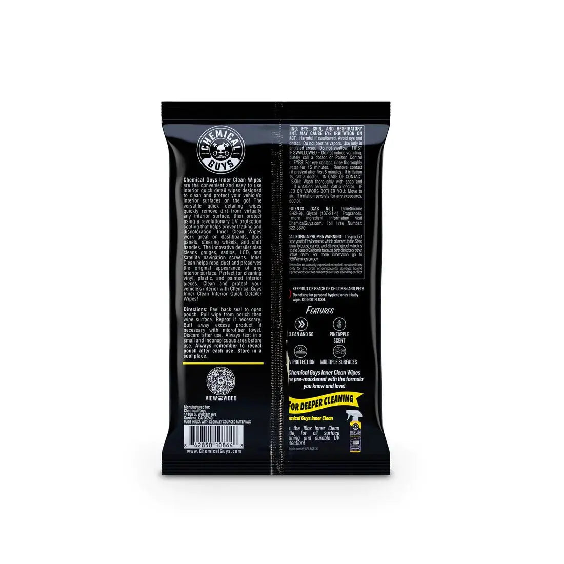 Innerclean Interior Quick Detailer & Protectant Car Wipes Chemical Guys