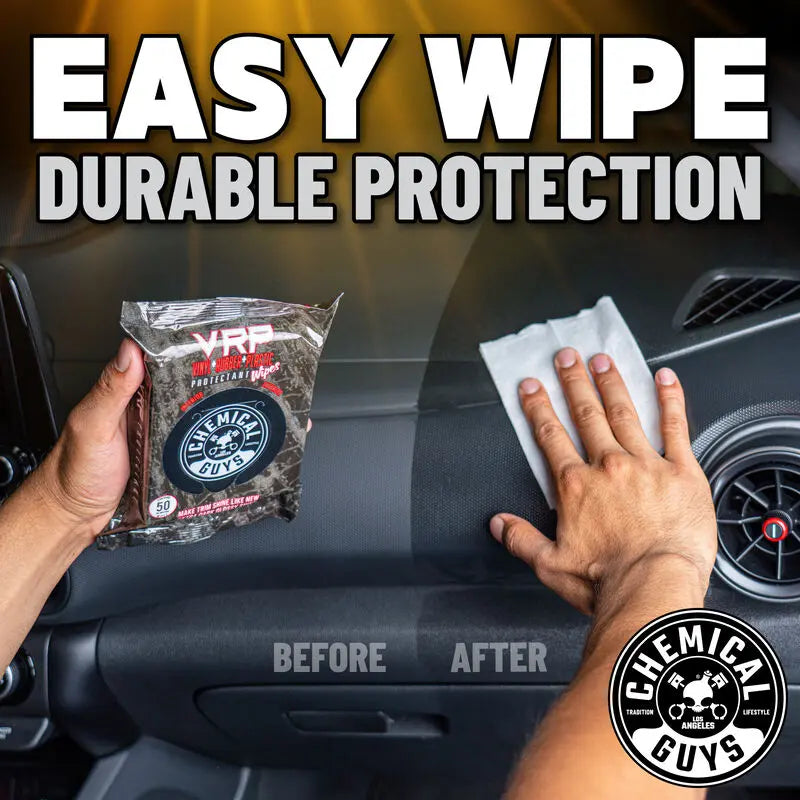 VRP Protectant Car Wipes for Vinyl, Rubber, and Plastic (50 Wipes) - Chemical Guys