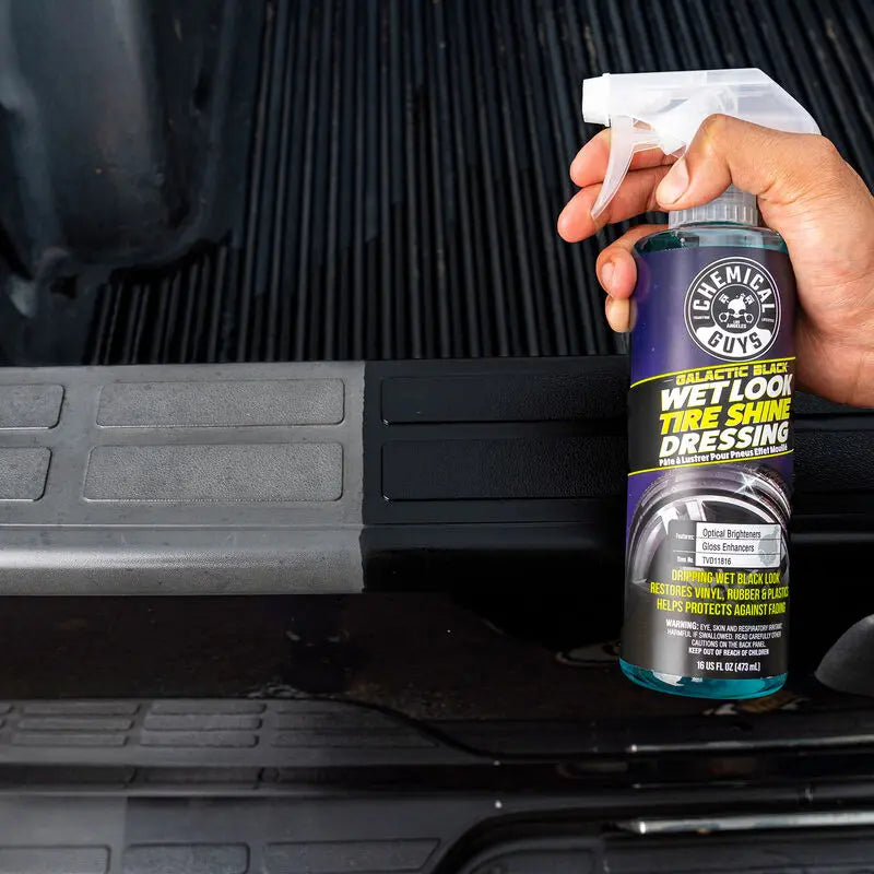 Galactic Black Wet Look Tire Shine & Applicator Pad Bundle / Kit - Chemical Guys