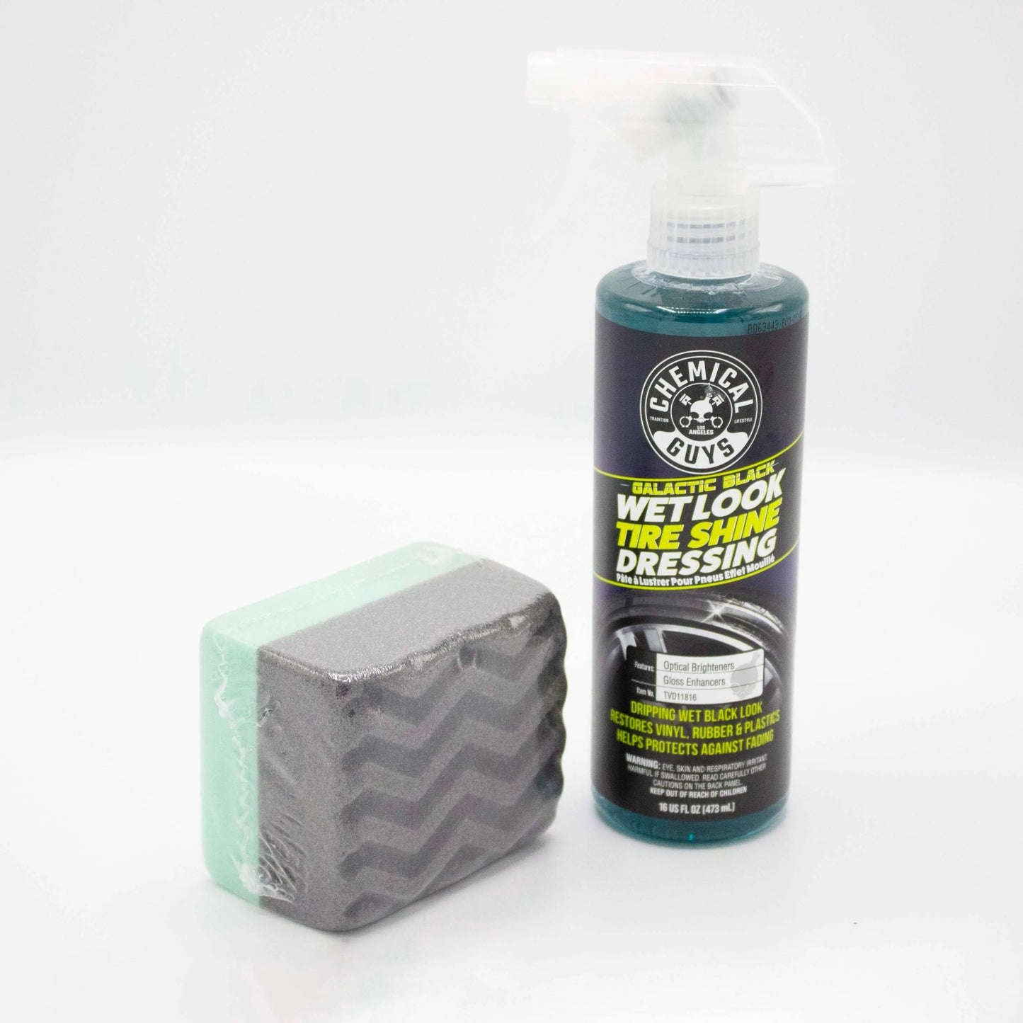 Galactic Black Wet Look Tire Shine & Applicator Pad Bundle / Kit - Chemical Guys