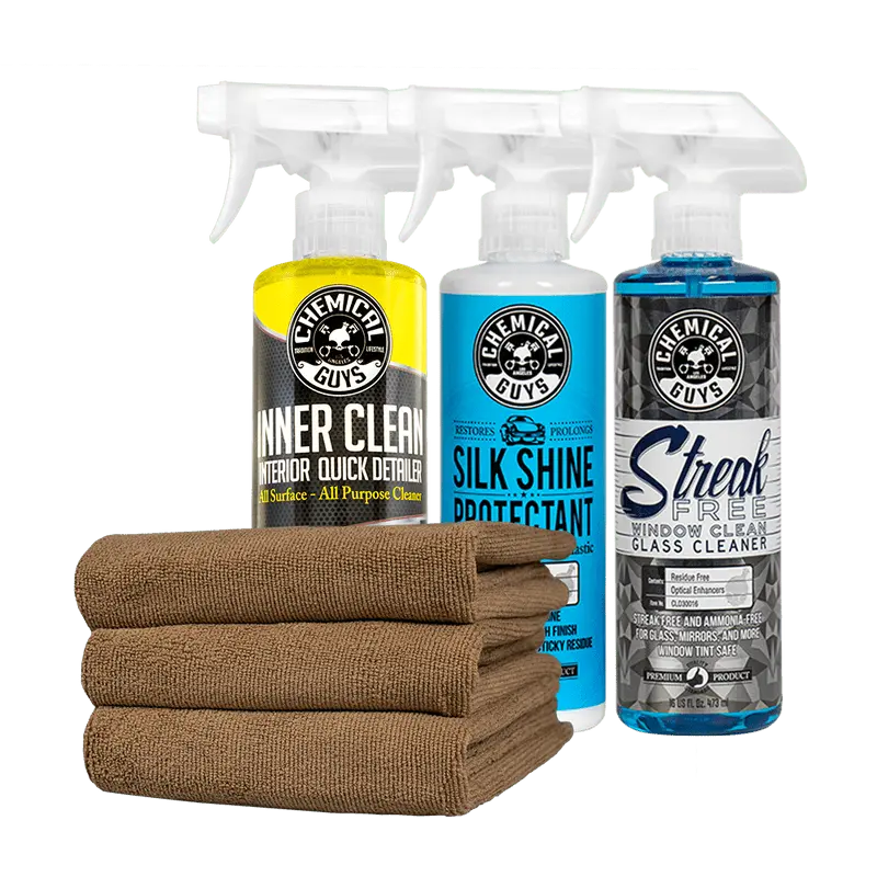 Quick & Easy Interior Kit Inc Inner Clean, Silk Shine, Streak Free Chemical Guys