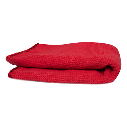 Waffle Weave Glass and Window Microfiber Towel, Red 24" X 16"