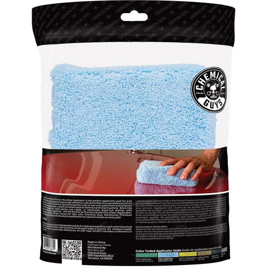 Premium Grade Microfiber Applicators, Blue 2" X 4" X 6" 2 Pk Chemical Guys