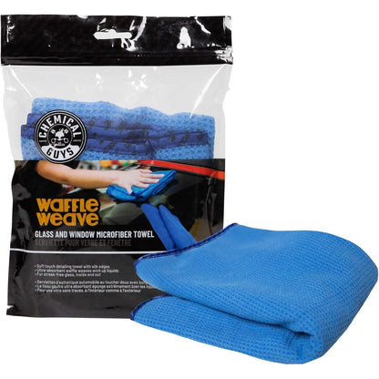 Waffle Weave Glass and Window Microfiber Towel, Light Blue 27" X 16" Chemical Guys