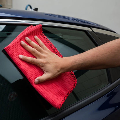 Waffle Weave Glass and Window Microfiber Towel, Red 24" X 16" Chemical Guys