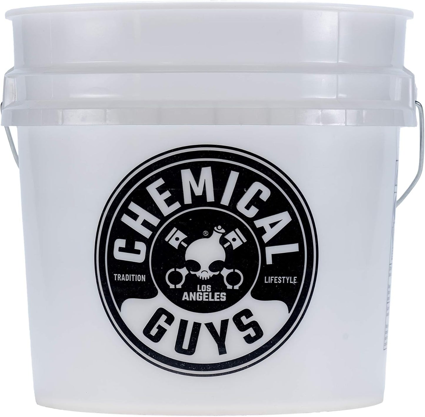 Heavy Duty Detailing Car Wash Bucket with Chemical Guys Logo Semi Transparent White 4.5 Gal