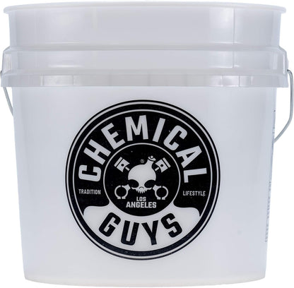 Heavy Duty Detailing Car Wash Bucket with Chemical Guys Logo Semi Transparent White 4.5 Gal