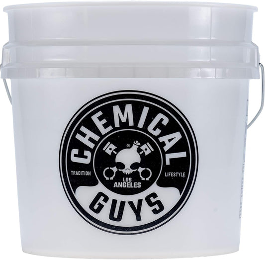 Heavy Duty Detailing Car Wash Bucket with Chemical Guys Logo Semi Transparent White 4.5 Gal
