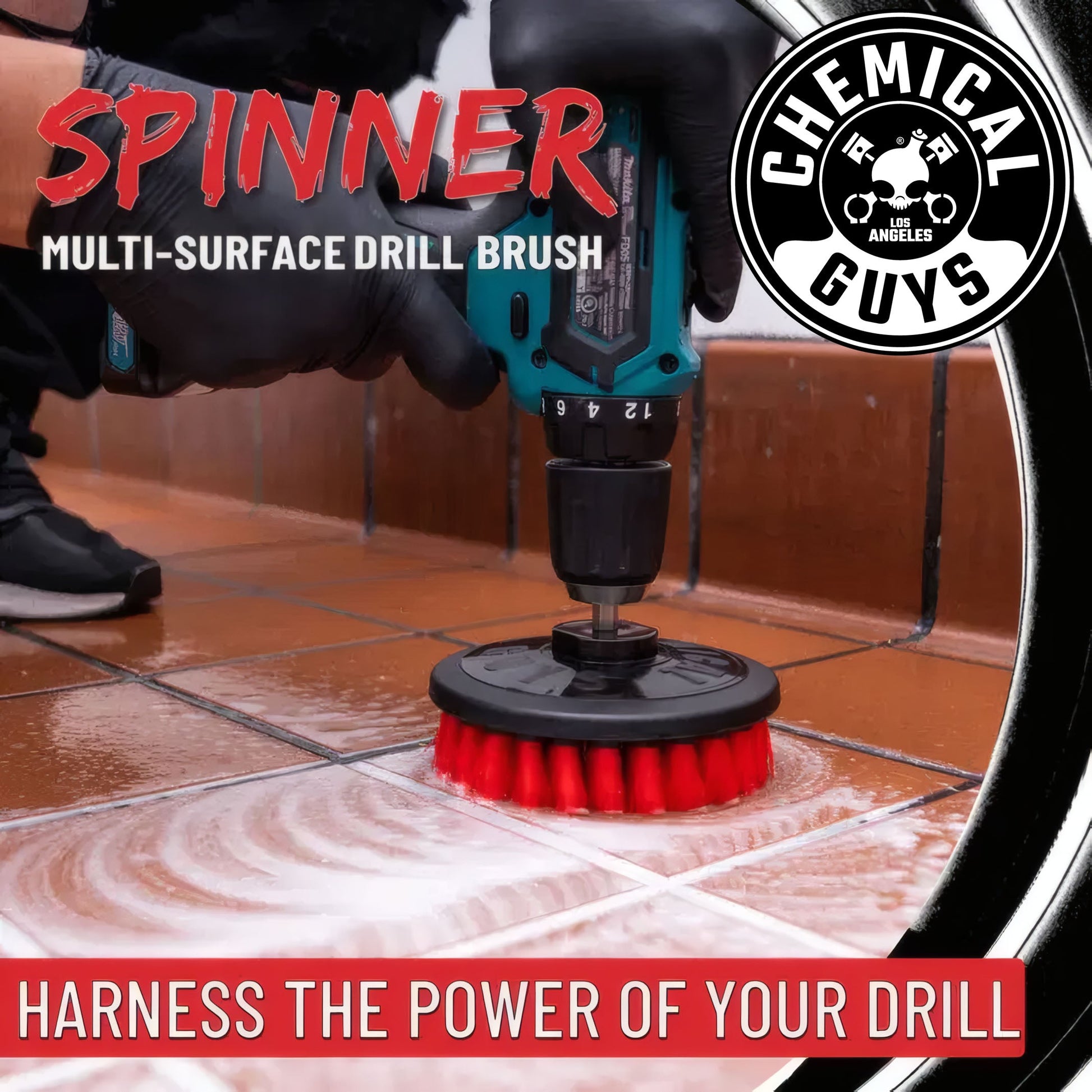 Carpet Brush With Drill Attachment (Red) - Chemical Guys