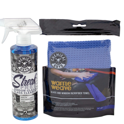 Streak Free Glass Cleaner & Waffle Weave Towel Bundle / Kit