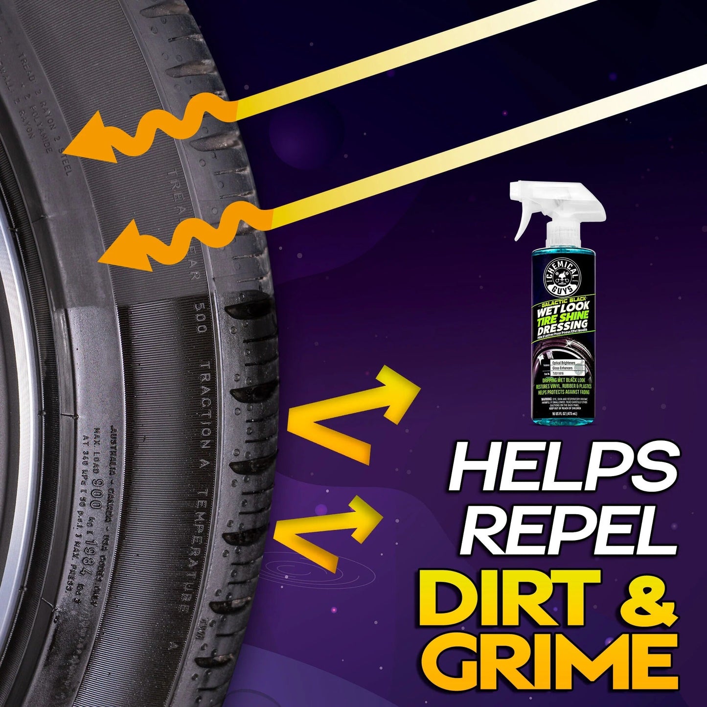 Galactic Black Wet Look Tyre Shine Dressing (16oz) Chemical Guys