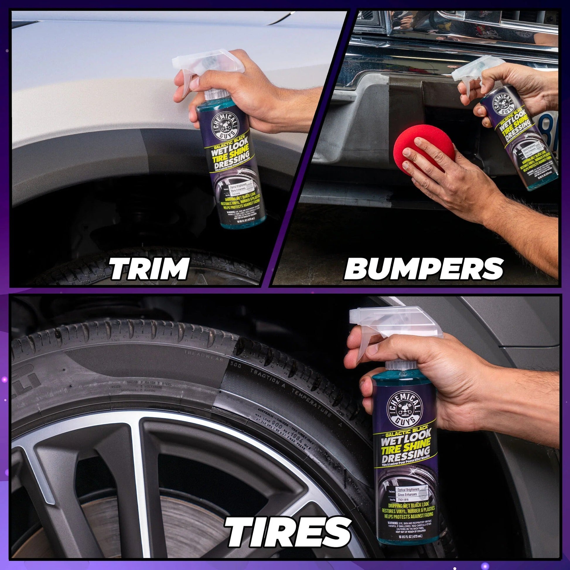 Galactic Black Wet Look Tyre Shine Dressing (16oz) Chemical Guys