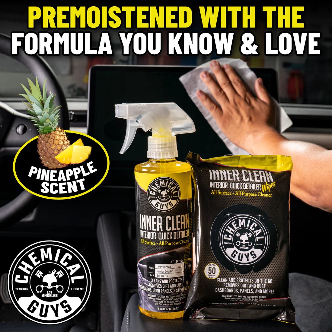 Innerclean Interior Quick Detailer & Protectant Car Wipes Chemical Guys