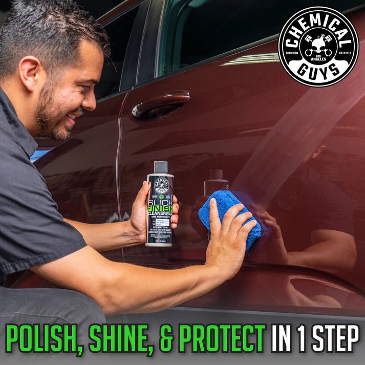 Slick Finish Cleaner Wax Light Paint Cleanser & Brilliant Shine Carnauba Wax Chemical Guys