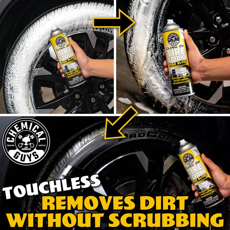 Cling on Tire Foam High Gloss 3 in 1 Cleaner, Protectant & Dressing