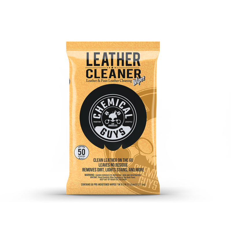Leather Cleaner Car Cleaning Wipes for Leather, Vinyl, and Faux Leather (50 Wipes)