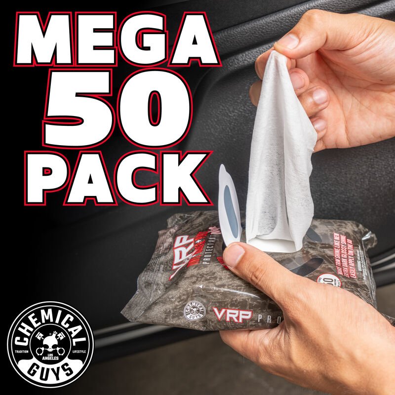 VRP Protectant Car Wipes for Vinyl, Rubber, and Plastic (50 Wipes) Chemical Guys