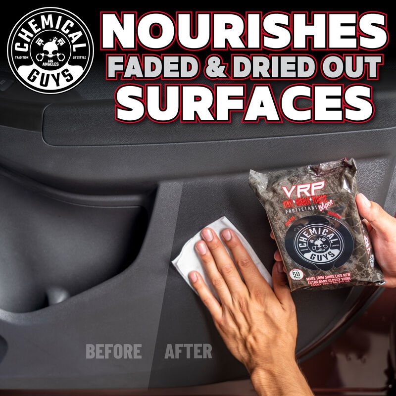 VRP Protectant Car Wipes for Vinyl, Rubber, and Plastic (50 Wipes) Chemical Guys