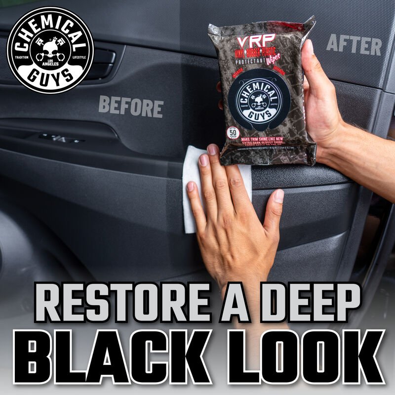 VRP Protectant Car Wipes for Vinyl, Rubber, and Plastic (50 Wipes) Chemical Guys